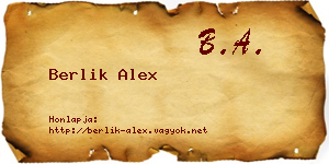 Berlik Alex névjegykártya